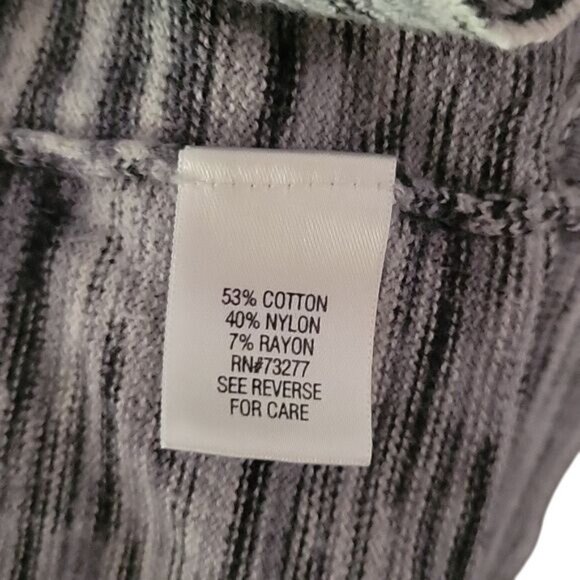 Croft & Barrow Womens Open Front Cardigan Sweater M Gray & White Lightweight Kni - Picture 6 of 6